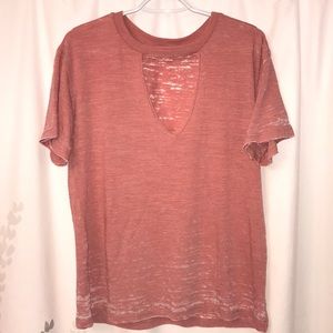 Lucky Brand salmon choker neck burnout top Sz M